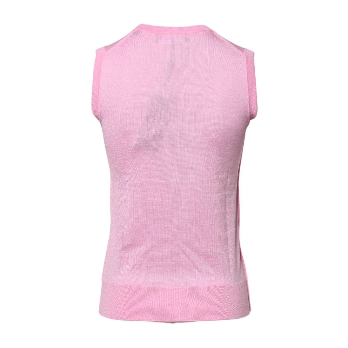 Dolce & Gabbana Pink Cashmere Round Neck Sleeveless Tank Top