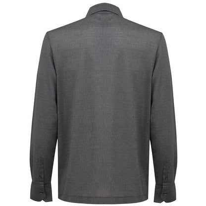 Canali Gray Cotton Pattern Shirt