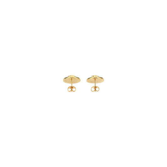 Versace Earrings featuring gold-plated embossed Medusa heads, luxurious design for AW25 season, made in Italy with 100% metal.