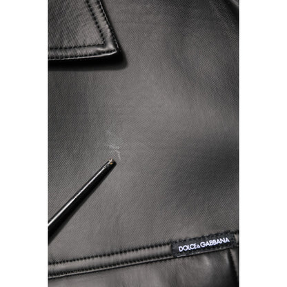 Dolce & Gabbana Black Polyester Button Down Biker Jacket
