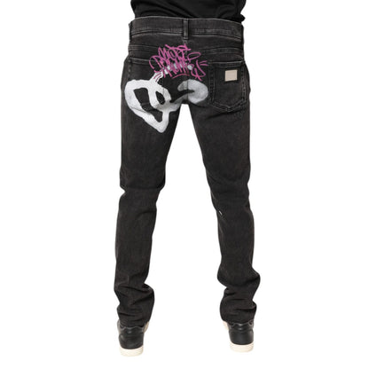 Dolce & Gabbana Gray Washed Cotton Skinny Denim Jeans