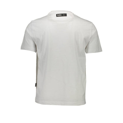 Back view of Plein Sport White Cotton Men T-Shirt, featuring short sleeves and premium cotton fabric, perfect for stylish comfort.