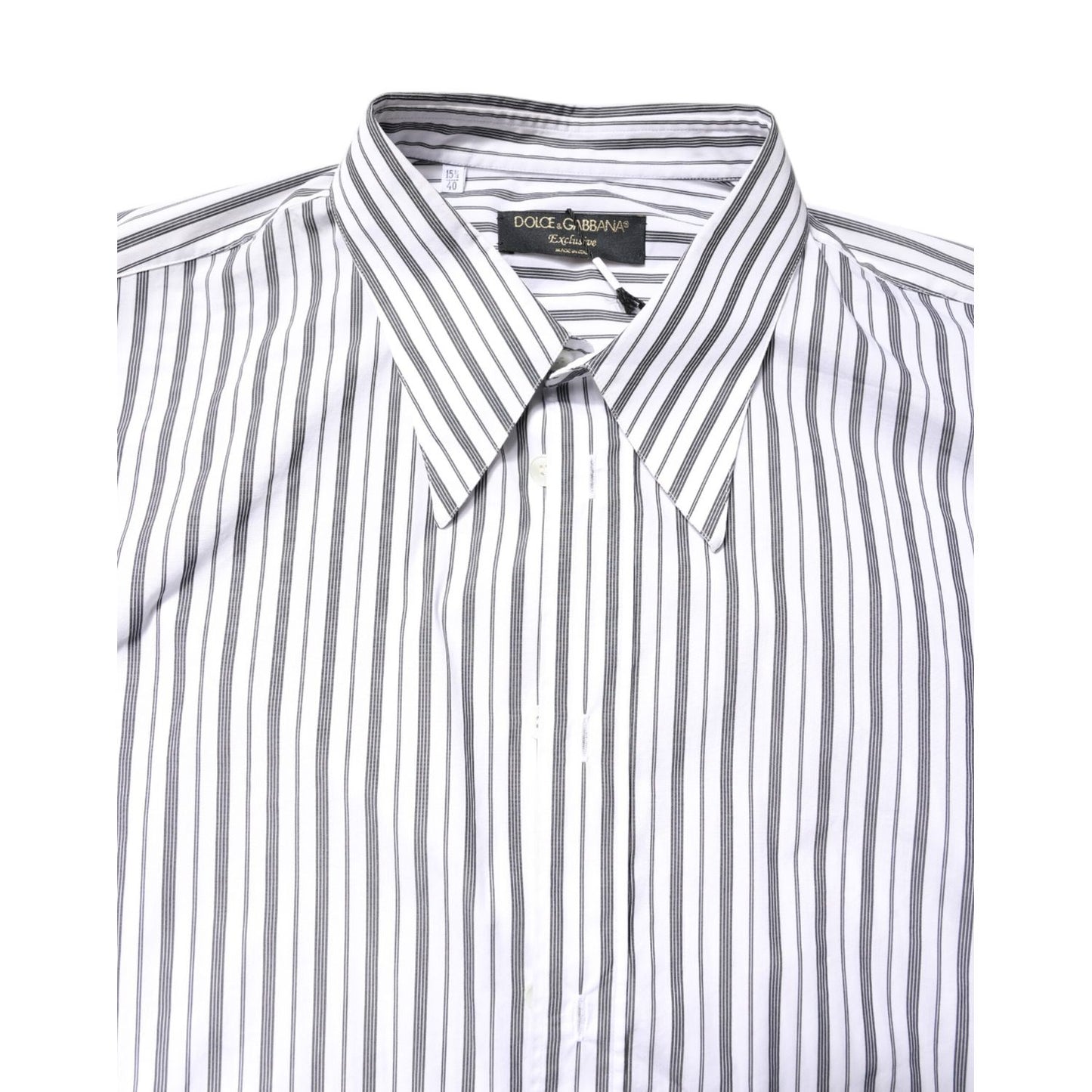 Dolce & Gabbana White Black Stripe Button Down Casual Shirt