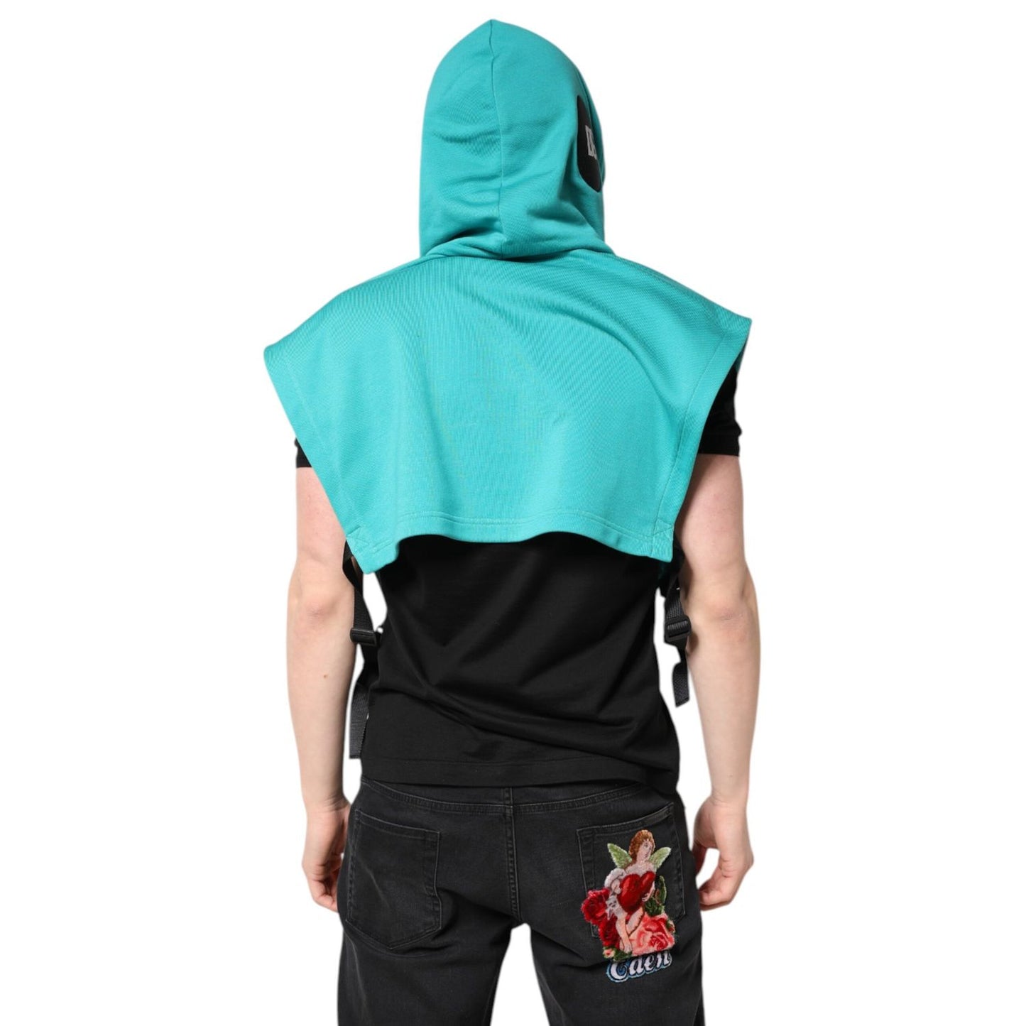 Dolce & Gabbana Green Cotton Hooded Men Sportswear Vest Sweater