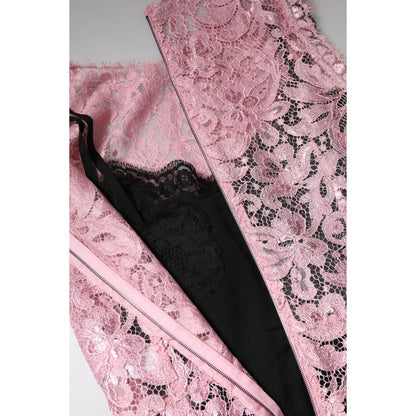 Dolce & Gabbana Pink Floral Lace Sleeveless Sheath Dress