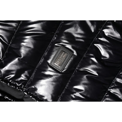 Dolce & Gabbana Black Logo Plaque Full Zip Puffer Jacket