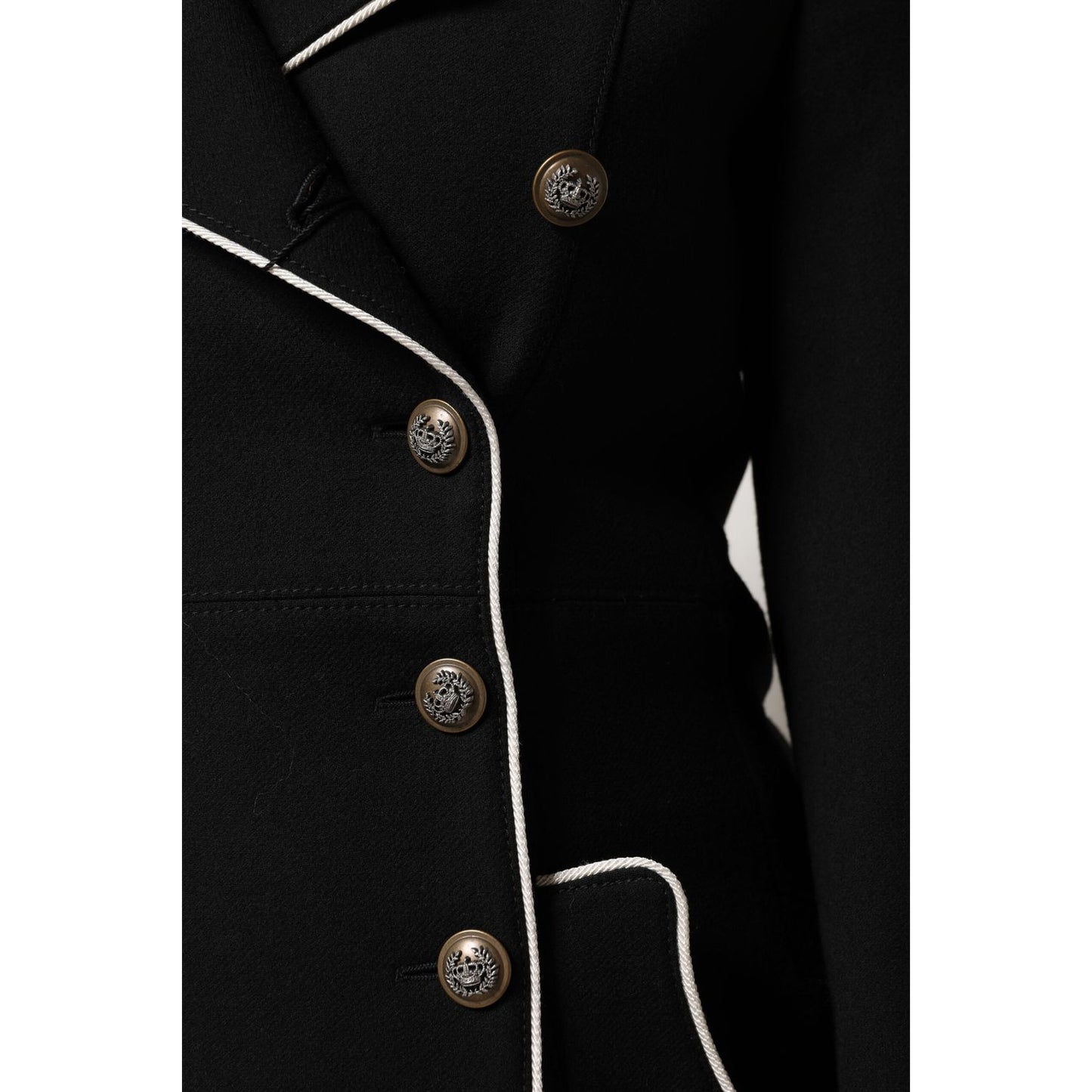 Dolce & Gabbana Black Wool Double Breasted Blazer Jacket