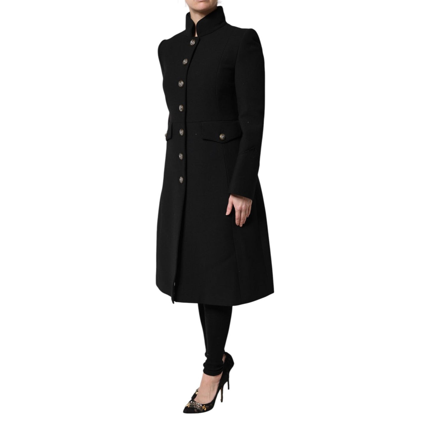 Dolce & Gabbana Black Wool Single Breasted Trench Coat Jacket