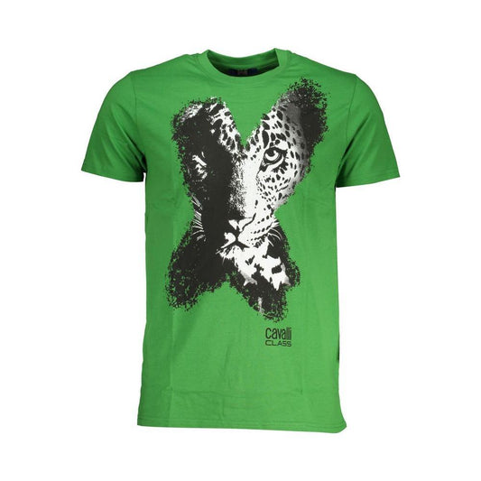 Cavalli Class Green Cotton T-Shirt CA-28476-L