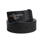 Dolce & Gabbana Black Classic Silver Metal Logo Buckle Belt BEL9416-95