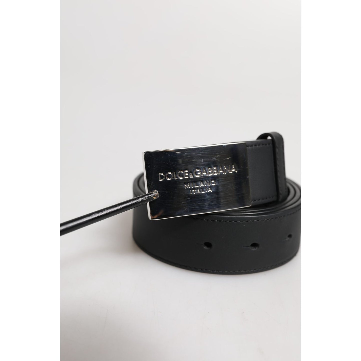 Dolce & Gabbana Black Classic Silver Metal Logo Buckle Belt BEL9416-95