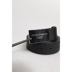 Dolce & Gabbana Black Classic Silver Metal Logo Buckle Belt BEL9416-95