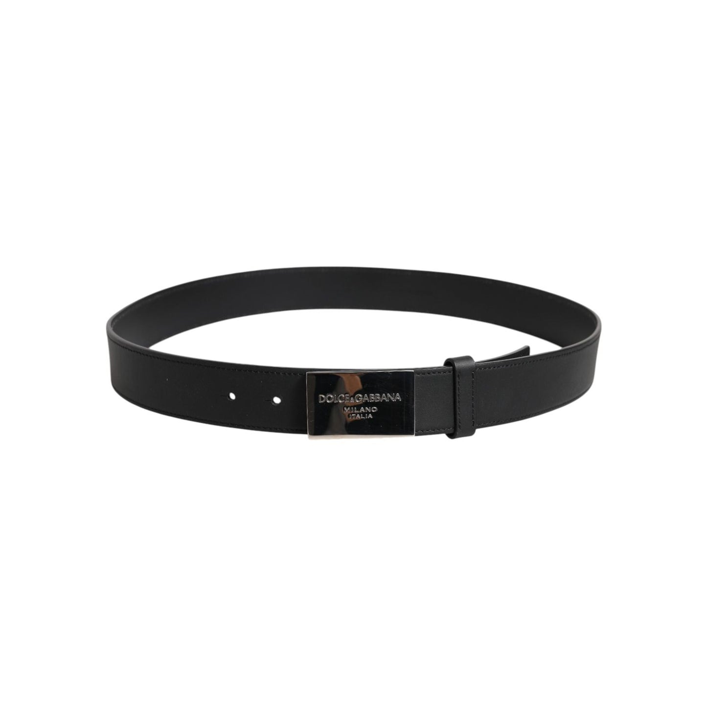 Dolce & Gabbana Black Classic Silver Metal Logo Buckle Belt BEL9416-95