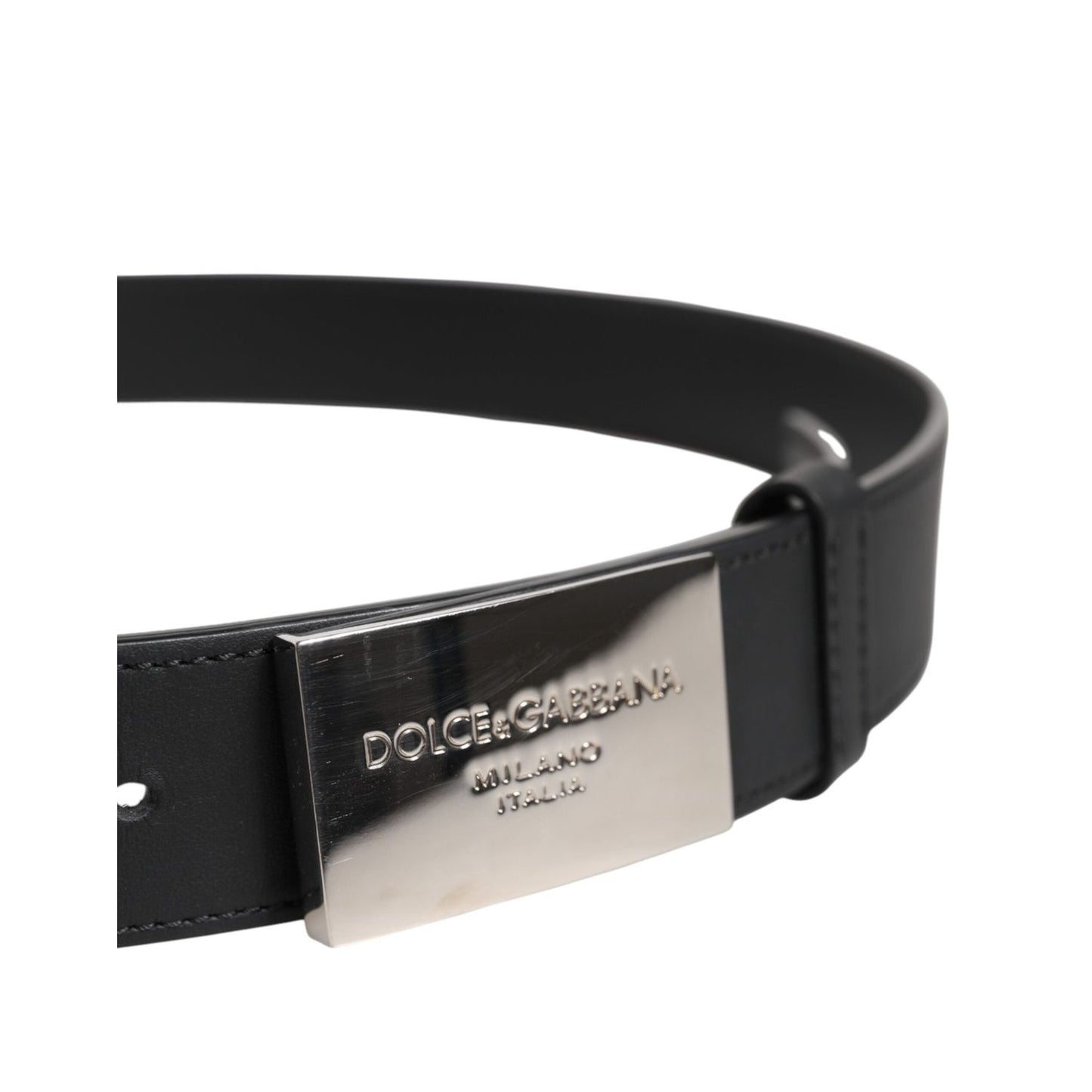 Dolce & Gabbana Black Classic Silver Metal Logo Buckle Belt BEL9416-95