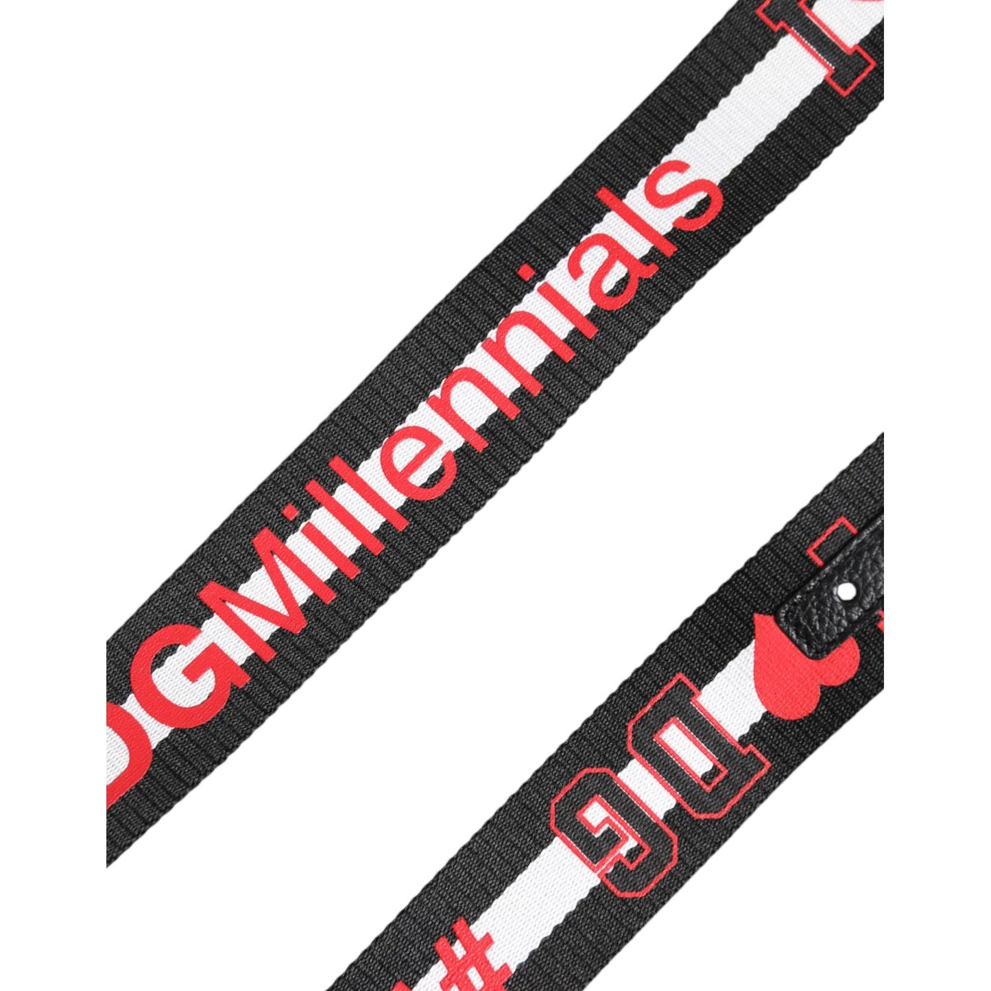 Dolce & Gabbana Black Polyester Logo Print DG Buckle Belt