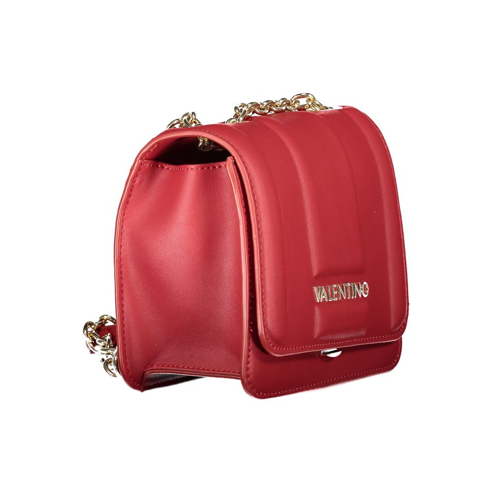 Mario Valentino Red Polyethylene Women Handbag with chain strap and iconic logo, perfect for adding sophistication to any outfit.