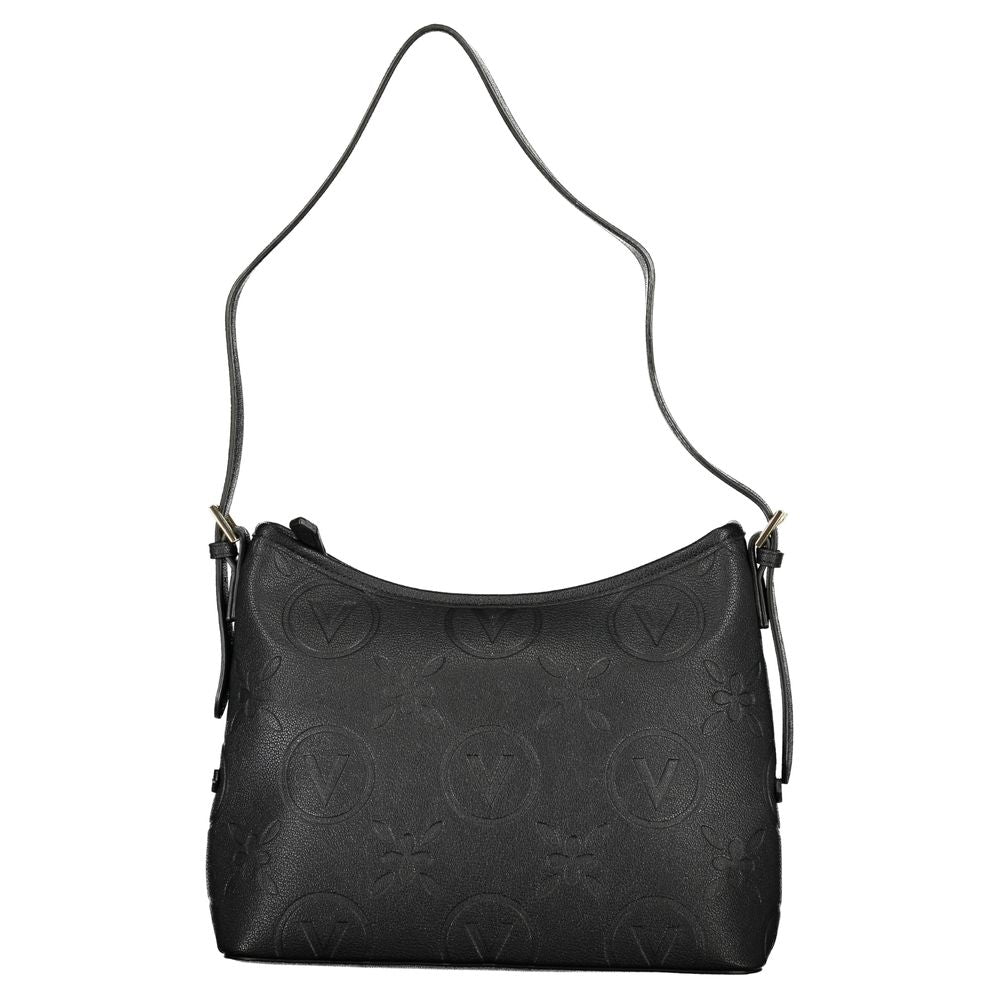 Mario Valentino Black Polyethylene Handbag with adjustable strap, removable shoulder bag, logo, recycled materials.