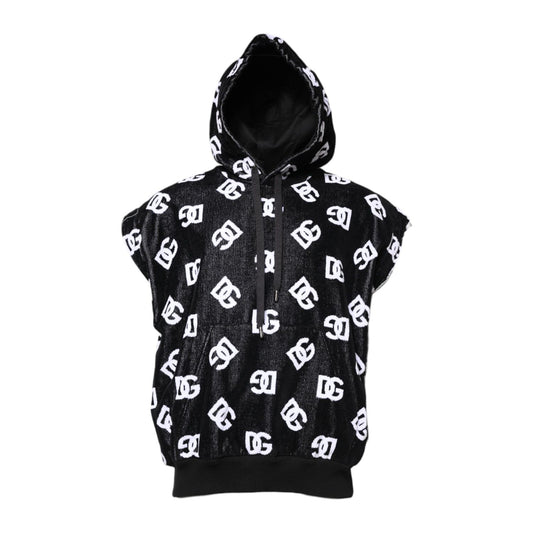 Dolce & Gabbana Black DG Cotton Hooded Sleeveless Sweater
