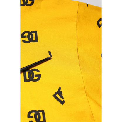 Dolce & Gabbana Yellow Cotton DG Logo Print Cropped T-shirt