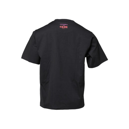 Dolce & Gabbana Black Cotton Graphic Print Crew Neck T-shirt