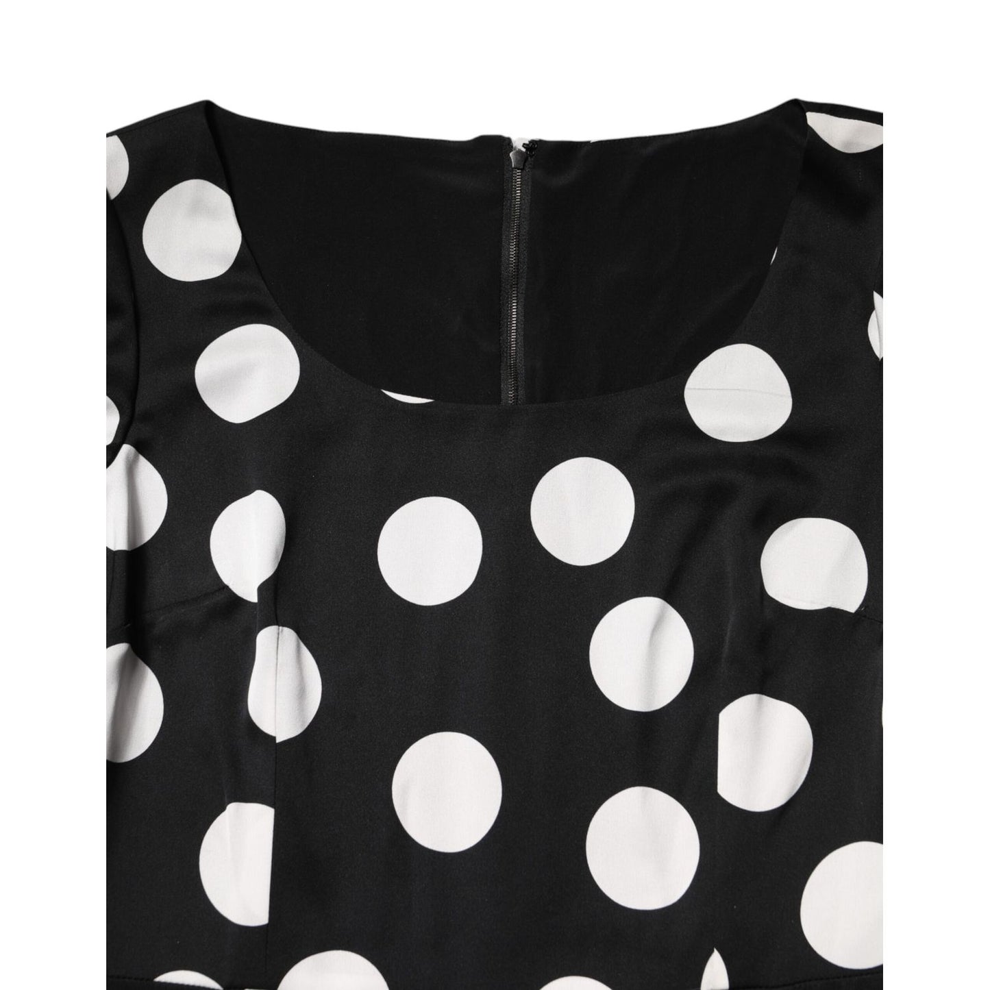 Dolce & Gabbana Black White Polka Dot Sheath Midi Dress