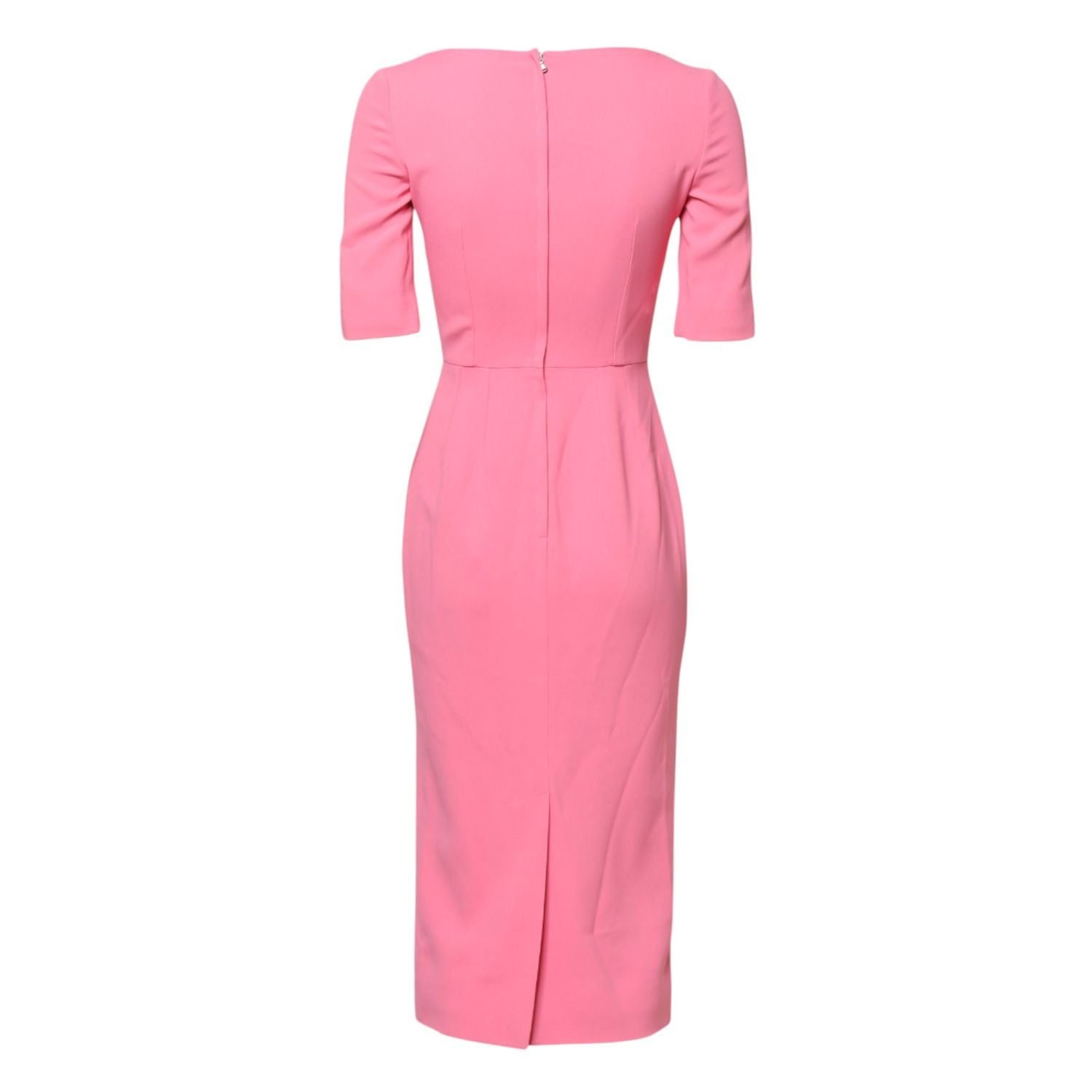 Dolce & Gabbana Pink Viscose Short Sleeve Sheath Midi Dress