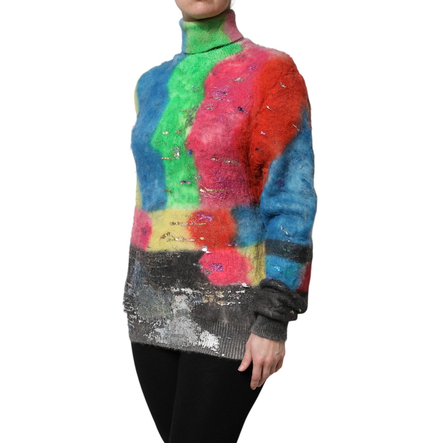 Dolce & Gabbana Multicolor Mohair Turtleneck Pullover Sweater