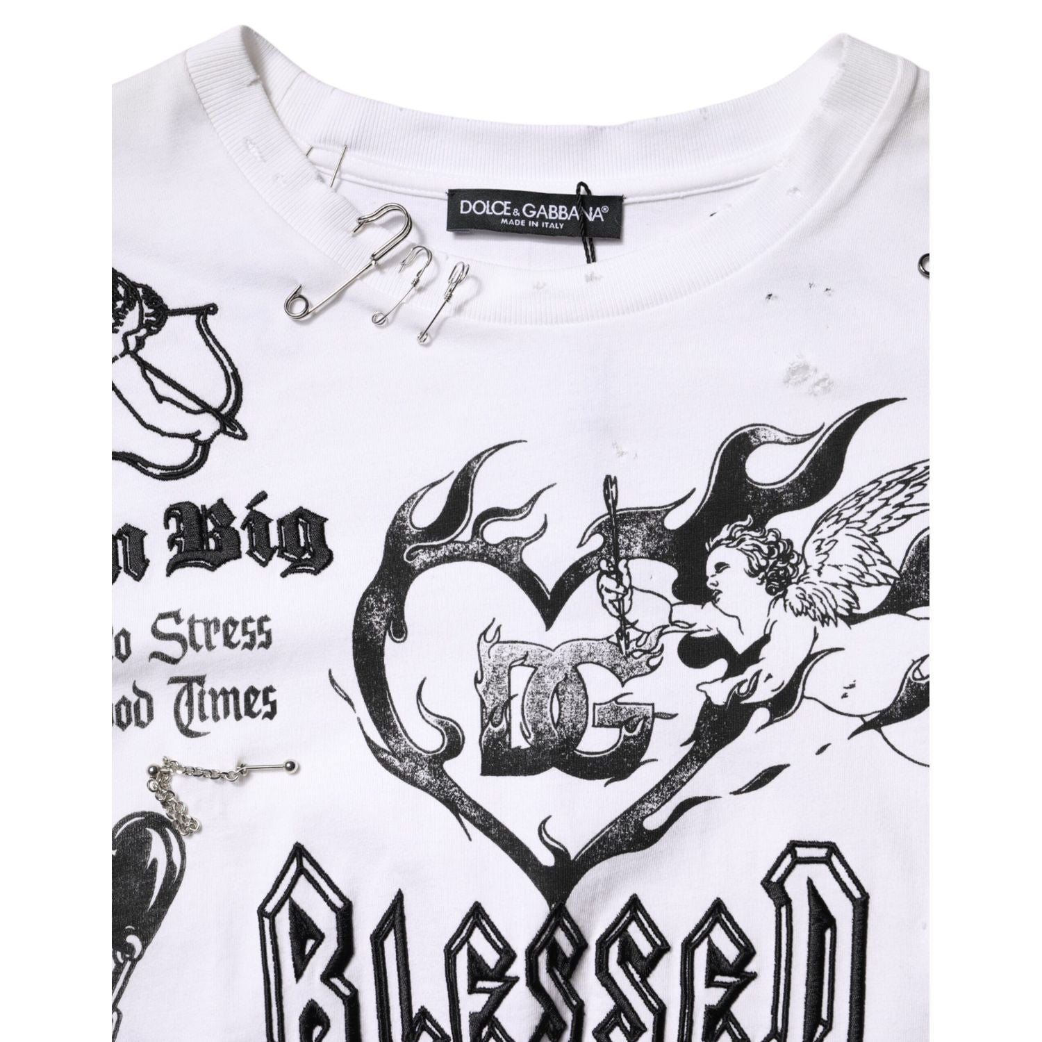 Dolce & Gabbana White Cotton DG BLESSED Printed T-shirt
