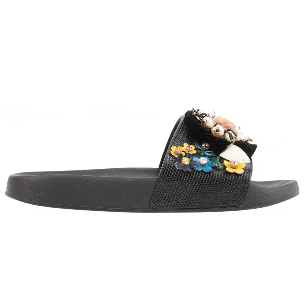 Dolce & Gabbana Black Calfskin Women Sandal
