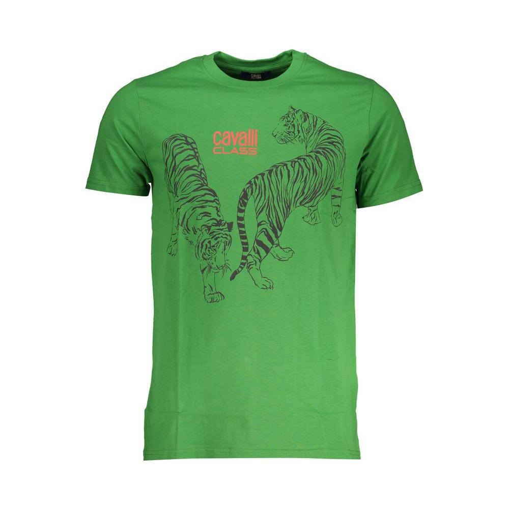 Cavalli Class Green Cotton T-Shirt CA-28483-M