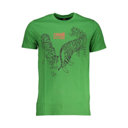 Cavalli Class Green Cotton T-Shirt CA-28483-M