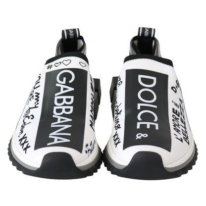 Dolce & Gabbana White Black Slip On Sorrento Sneakers