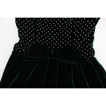 Dolce & Gabbana Green Velvet Crystal Long Maxi Dress