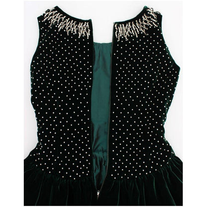 Dolce & Gabbana Green Velvet Crystal Long Maxi Dress