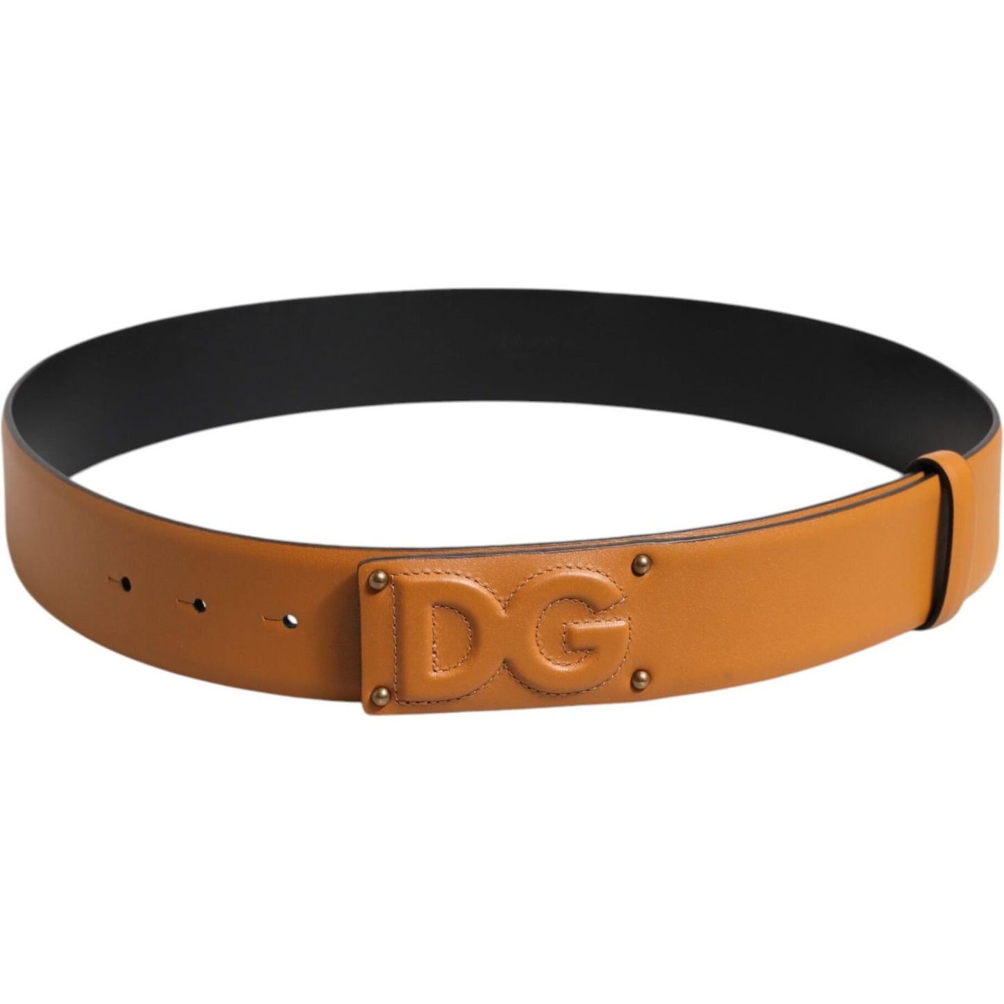 Dolce & Gabbana Brown Leather Buckle DG Logo Embossed Belt BEL9398-90