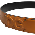 Dolce & Gabbana Brown Leather Buckle DG Logo Embossed Belt BEL9398-90