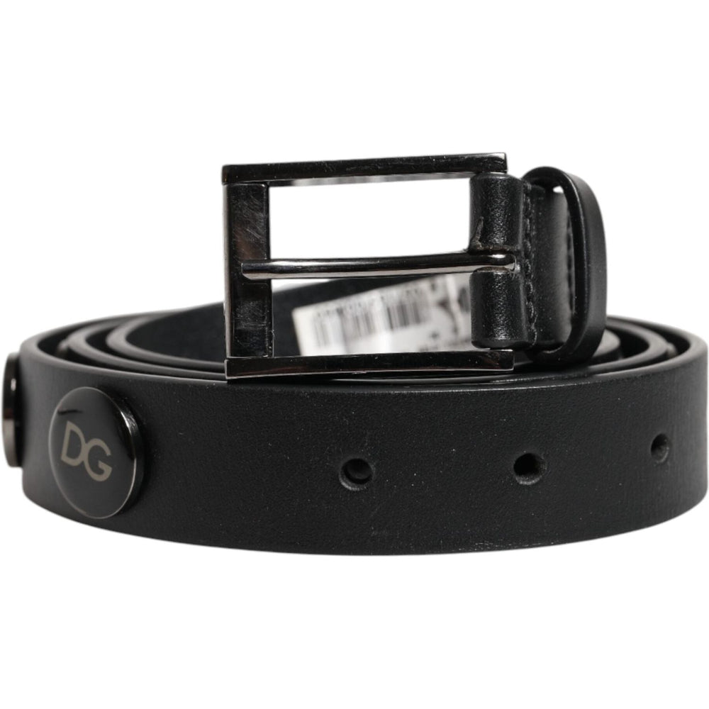 Dolce & Gabbana Black Luxury Leather DG Studs Buckle Belt BEL9399-90