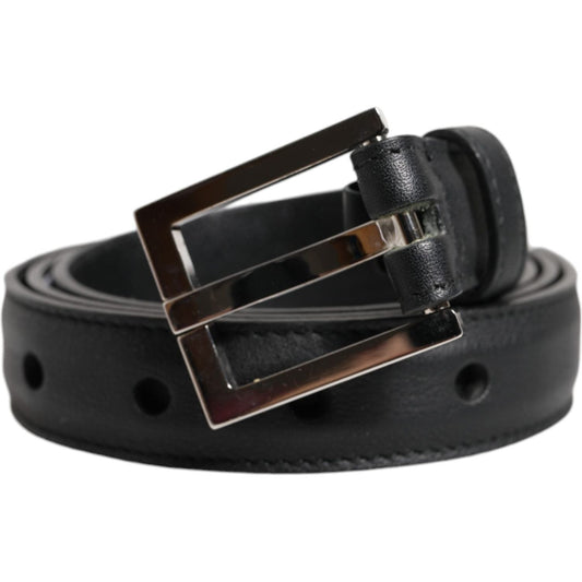 Dolce & Gabbana Black Classic Calfskin Leather Buckle Belt BEL9431-90