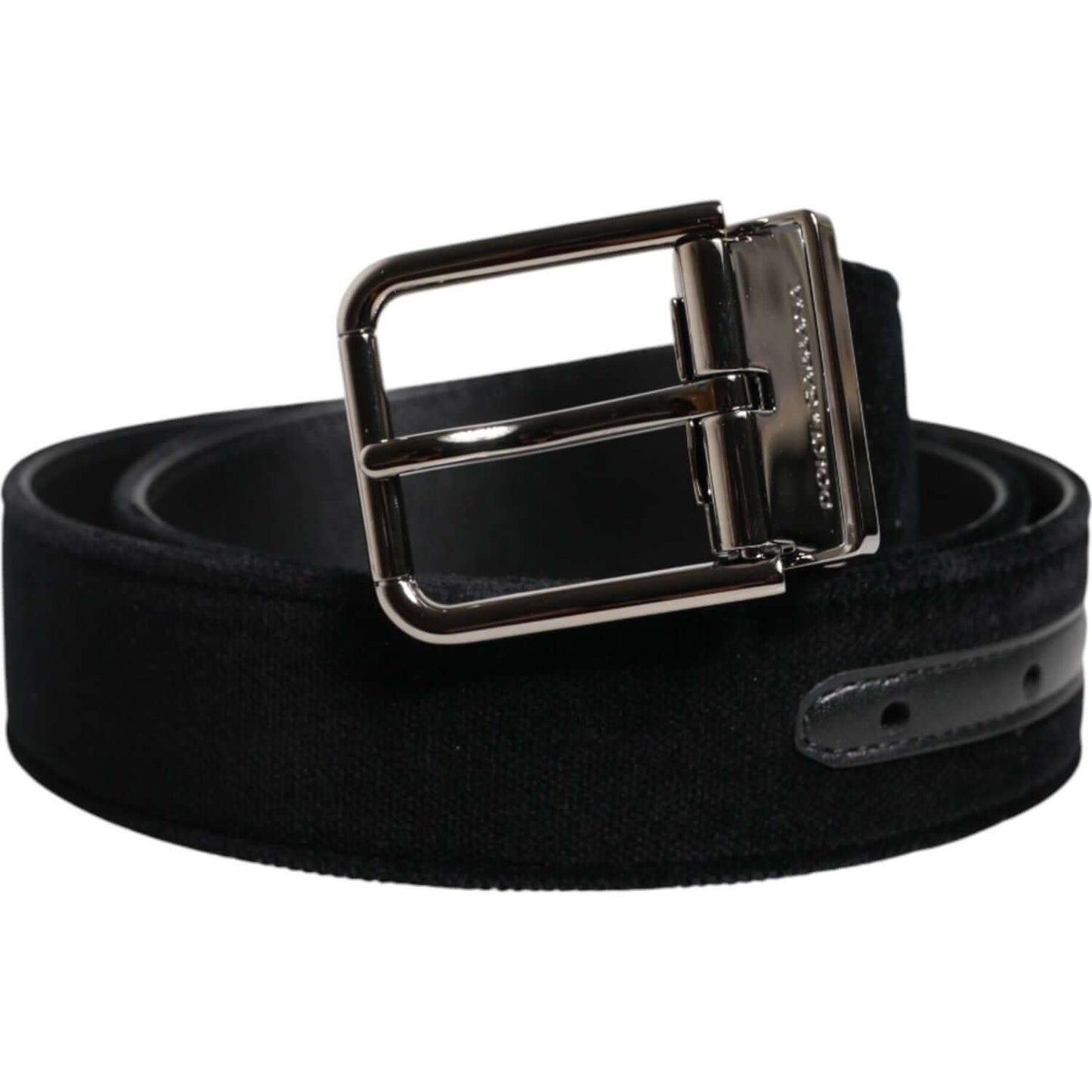 Dolce & Gabbana Black Cotton Silver Metal Buckle Belt BEL9447-115