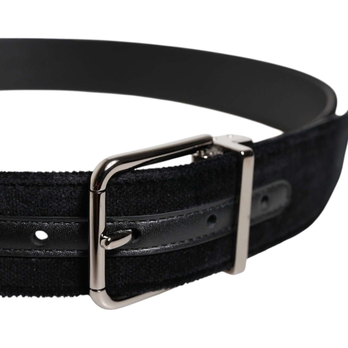 Dolce & Gabbana Black Cotton Silver Metal Buckle Belt BEL9447-115