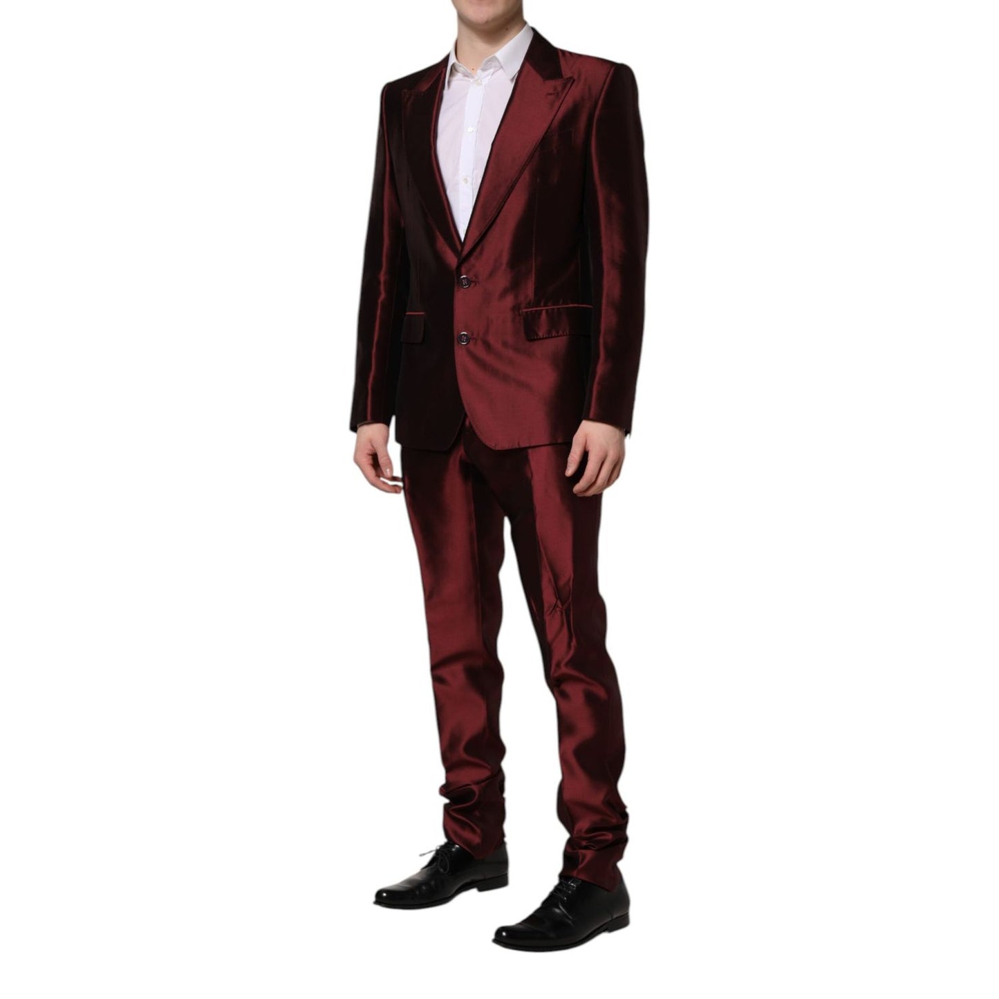 Dolce & Gabbana Bordeaux Silk 2 Piece Single Breasted Suit