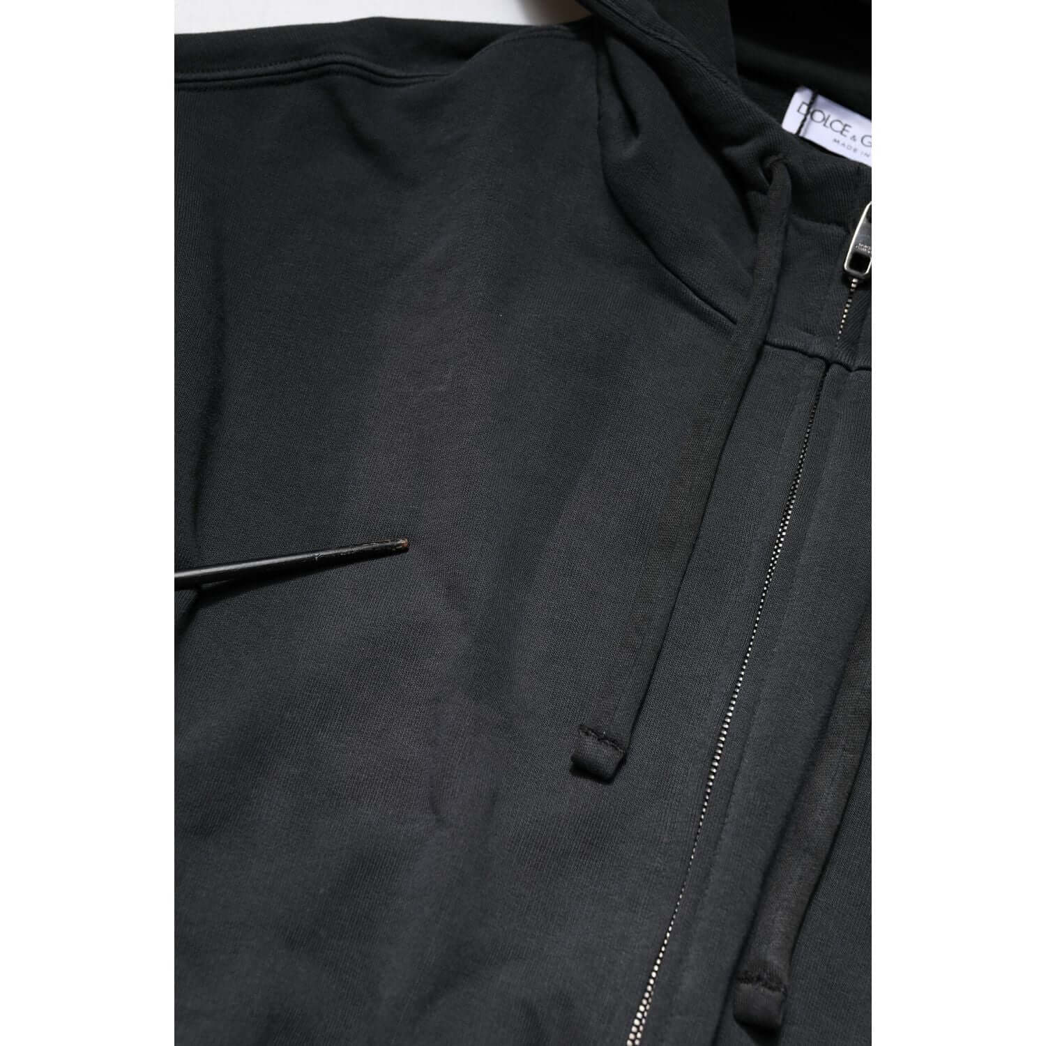 Dolce & Gabbana Black Logo Full Zip Hooded Men Sweatshirt Sweater