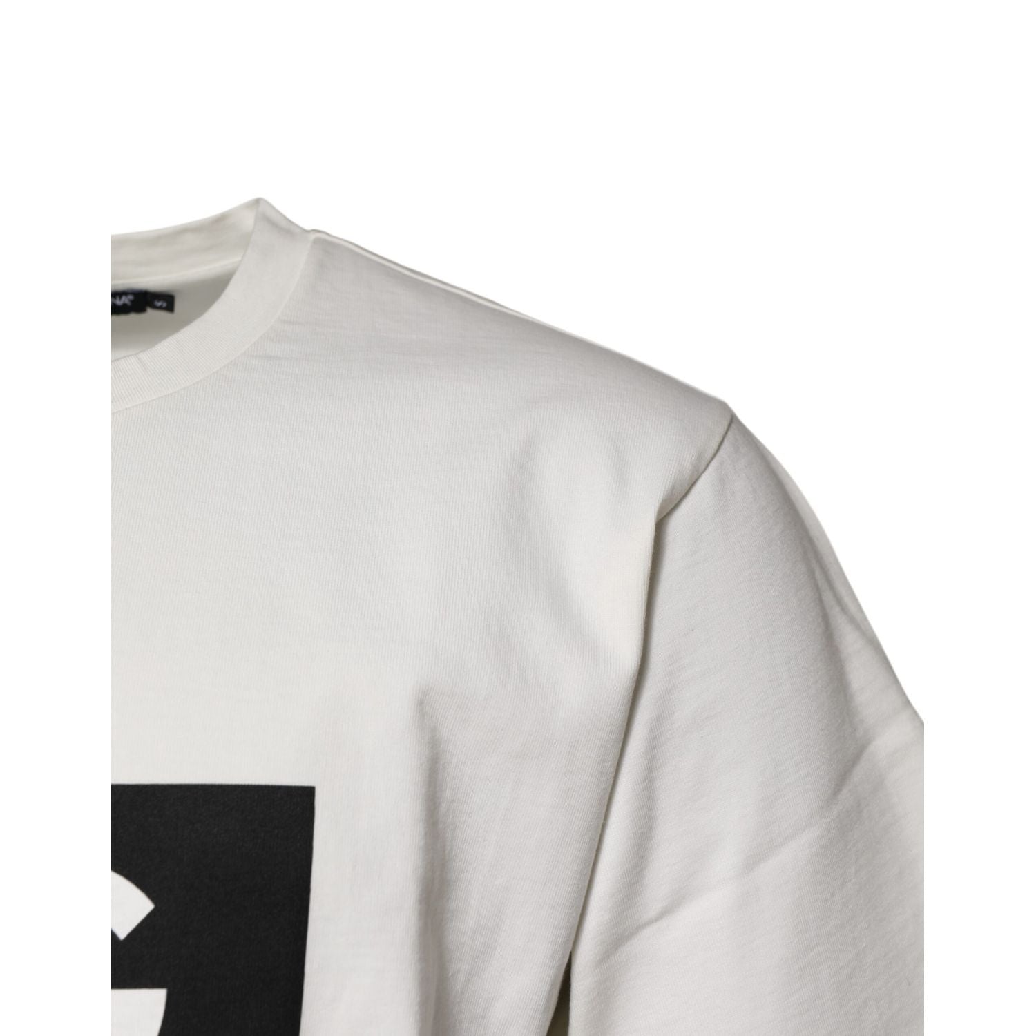 Dolce & Gabbana White Cotton DG Logo Print Round Neck T-shirt