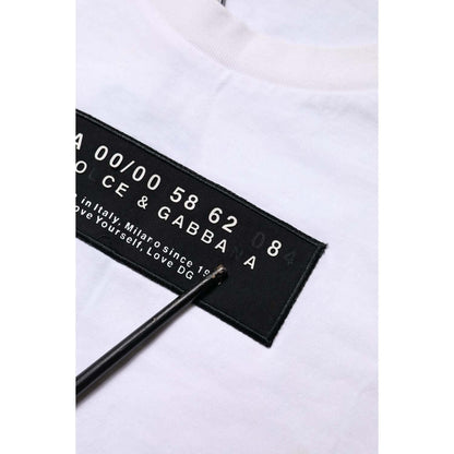 Dolce & Gabbana White Cotton Logo Patch Crew Neck T-shirt
