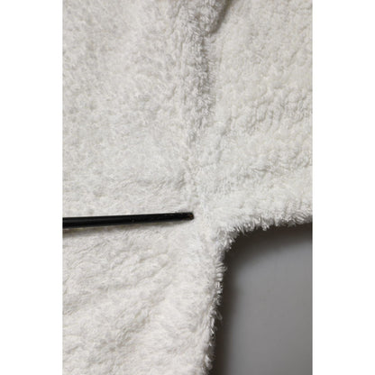 Dolce & Gabbana White Cotton Fleece Crew Neck Sweater