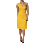 Dolce & Gabbana Yellow One Shoulder Side Slit Midi Dress