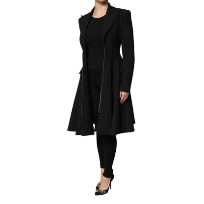 Les Hommes Black Polyester Single Breasted Trench Coat Jacket