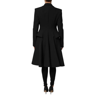 Les Hommes Black Polyester Single Breasted Trench Coat Jacket