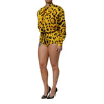 Dolce & Gabbana Yellow Leopard Long Sleeves Jumpsuit Dress