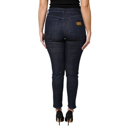Dolce & Gabbana Dark Blue Cotton Skinny Cropped Denim Jeans